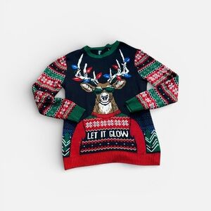 Festive Reindeer Sweater with Lights